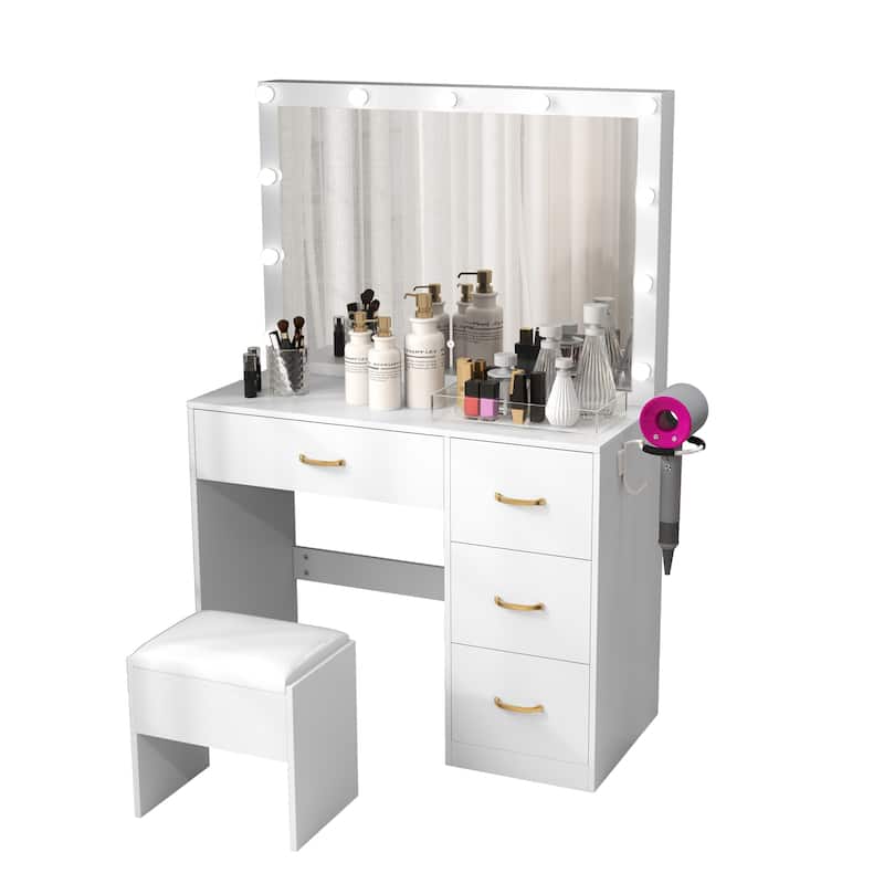 Vanity Desk Makeup Table Light Strip Mirror Dressing - 35.4"L x 15.7"W x 53.5"H