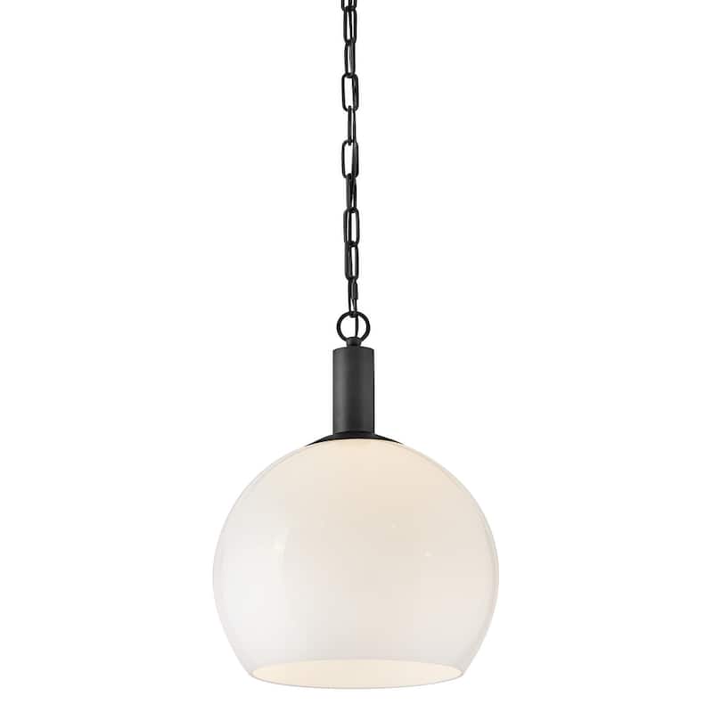Lark 84287 Rivi 13" Wide Pendant with Cased Opal Glass - Black