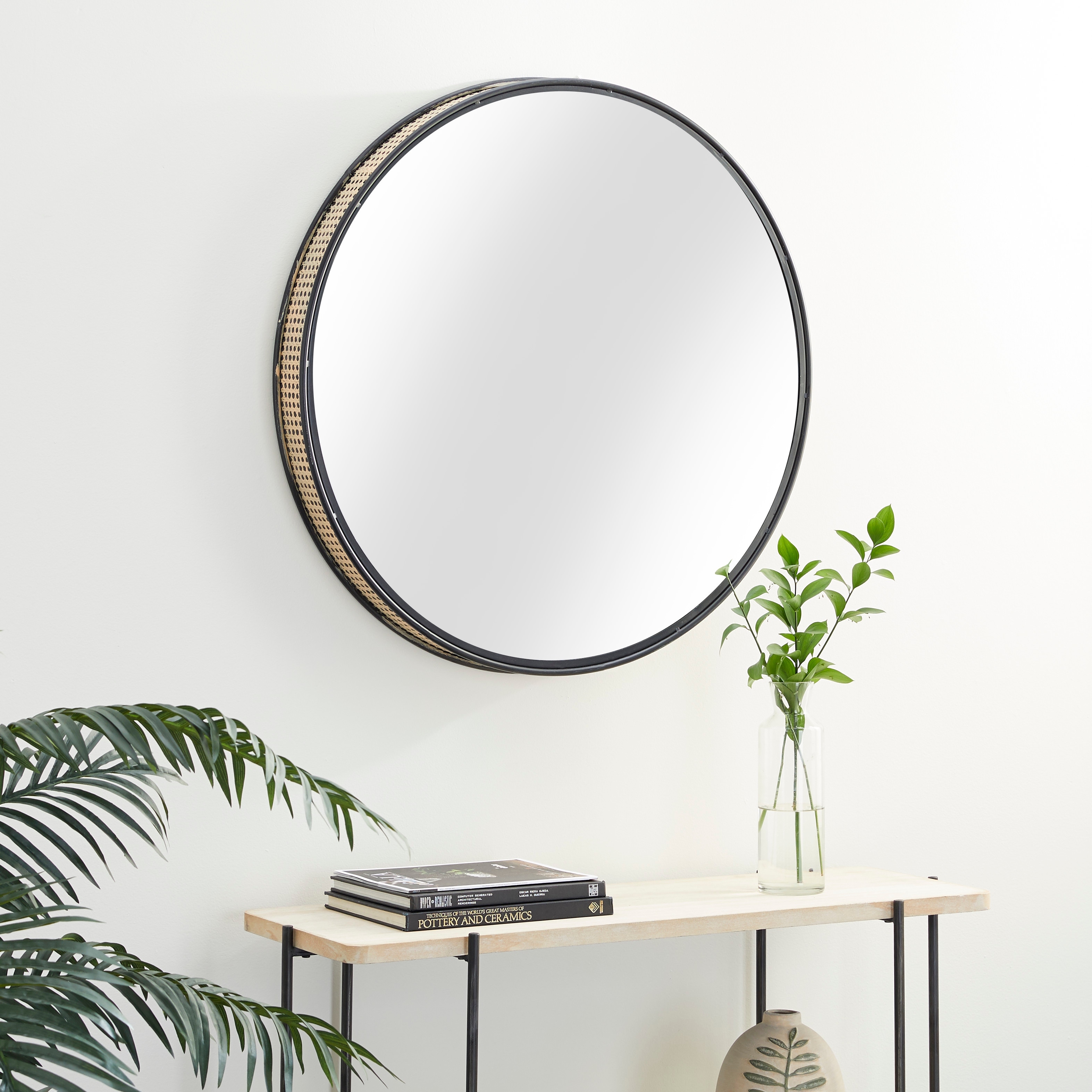 Black Metal Wall Mirror with Thin Frame