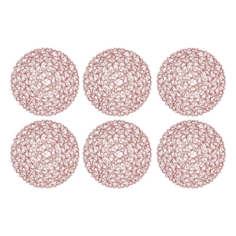 Design Imports Woven Paper Kitchen Placemat Set (Set of 6) - 15x15x1.18 - Round Spice