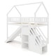 preview thumbnail 1 of 18, Costway Twin Over Twin Bunk Bed with Slide & Staircase with Storage White