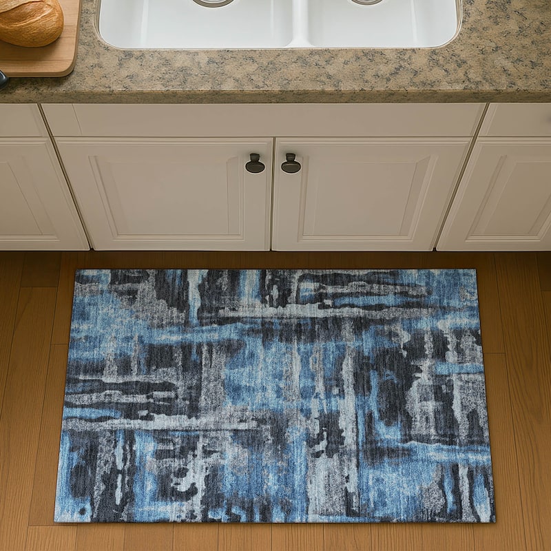 Premium Washable Super Soft Modern Glam Mayfield Rug - Black - 1'8" x 2'6"