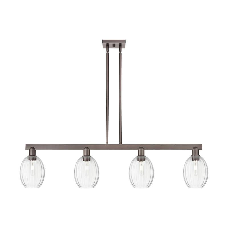 Innovations Lighting Urban Downtown - Preston - 4 Light 48" Bell Shade Stem Hung Island Light - Clear/Oil Rubbed Bronze