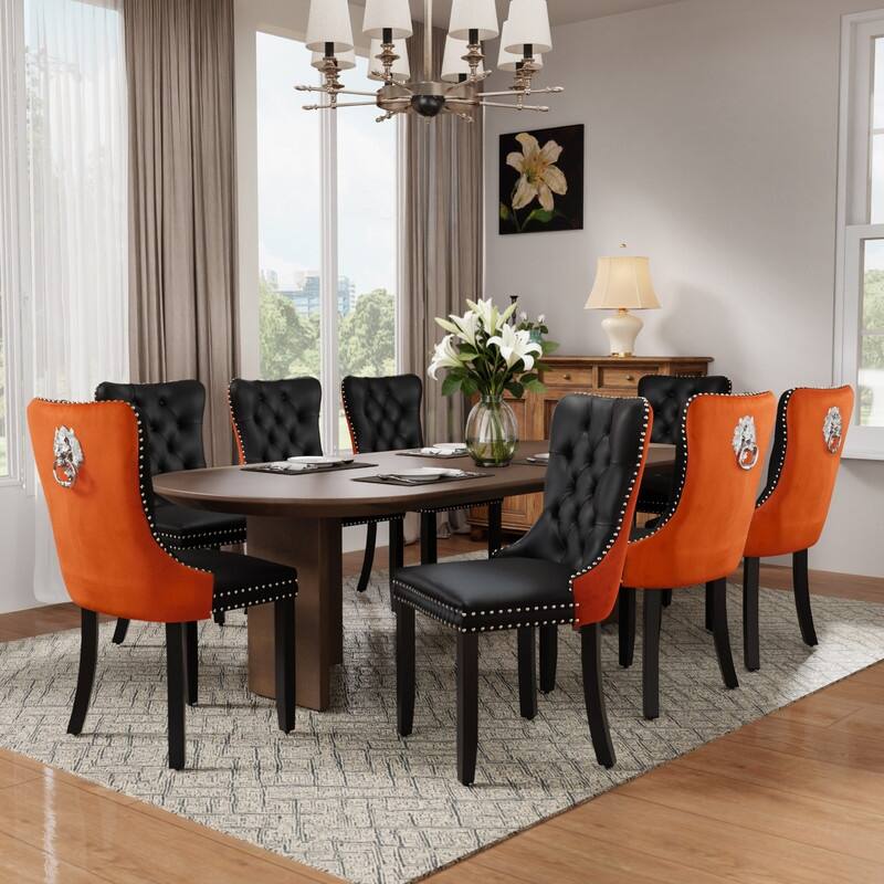 High-end Tufted Velvet Upholstered Nailhead Dining Chair Set of 4