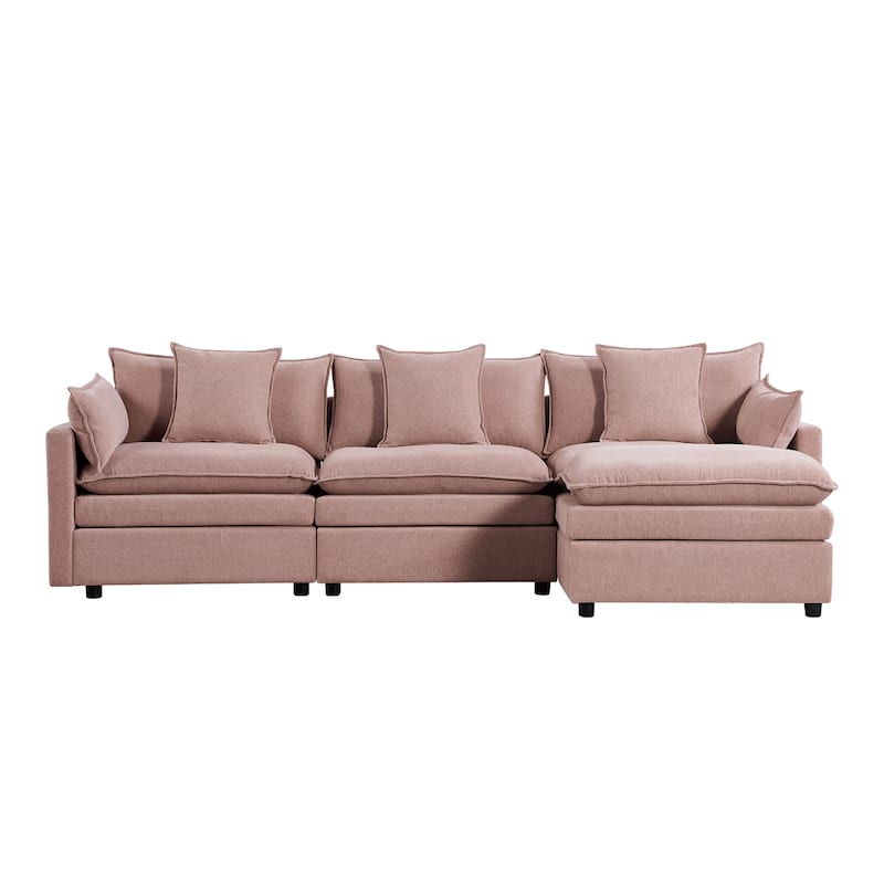 108.66" L-Shaped 4 Seater Sectional Sofa with Convertible Chaise and Ottoman, Spacious Cloud Couch