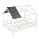 preview thumbnail 4 of 33, Full Size Wood House Bed with Fence, Playhouse Design for Kids, Sturdy Pine Construction, Customizable Decor