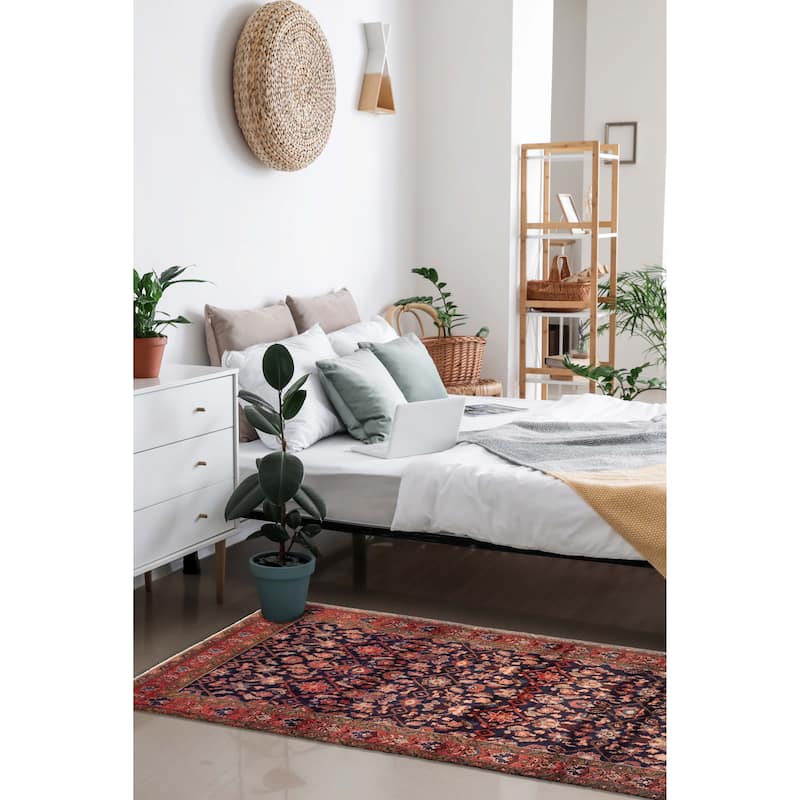 ECARPETGALLERY Hand-knotted Andelz Navy Wool Rug - 3'5 x 9'4