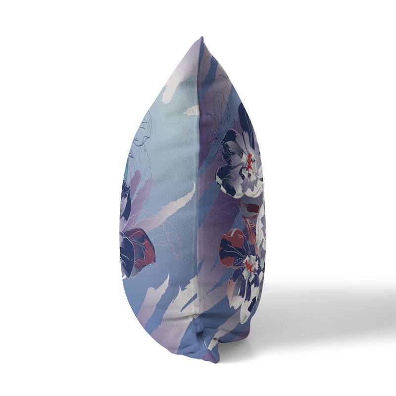 Blue And Violet Rosemary Romance Indoor/Outdoor Throw Pillow Zipper