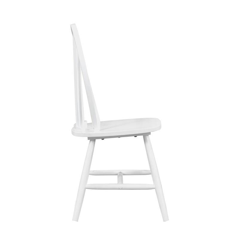 Farmhouse Style Wooden Dining Chairs Set of 2 - White Finish
