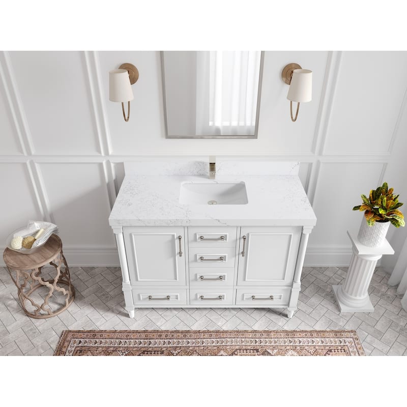 Willow Collections 48 in. W x 22 in. D Aberdeen Single Bowl Sink Bathroom Vanity with Countertop - 2" Empira White - White