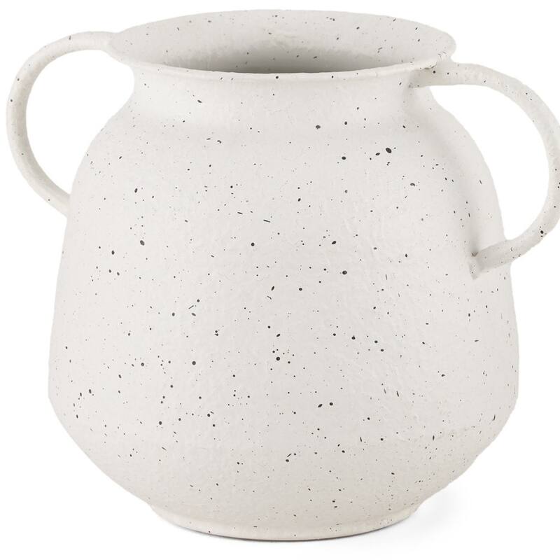 7" White Speckle Metal Amphora Table Vase - 9.45