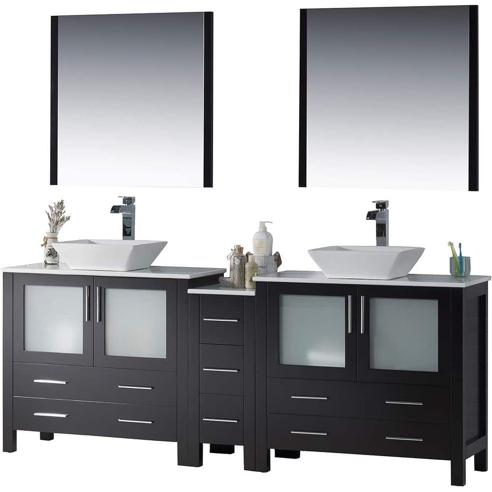 Blossom Sydney 84" Double Sink Vanity with Side Cabinets & Mirrors