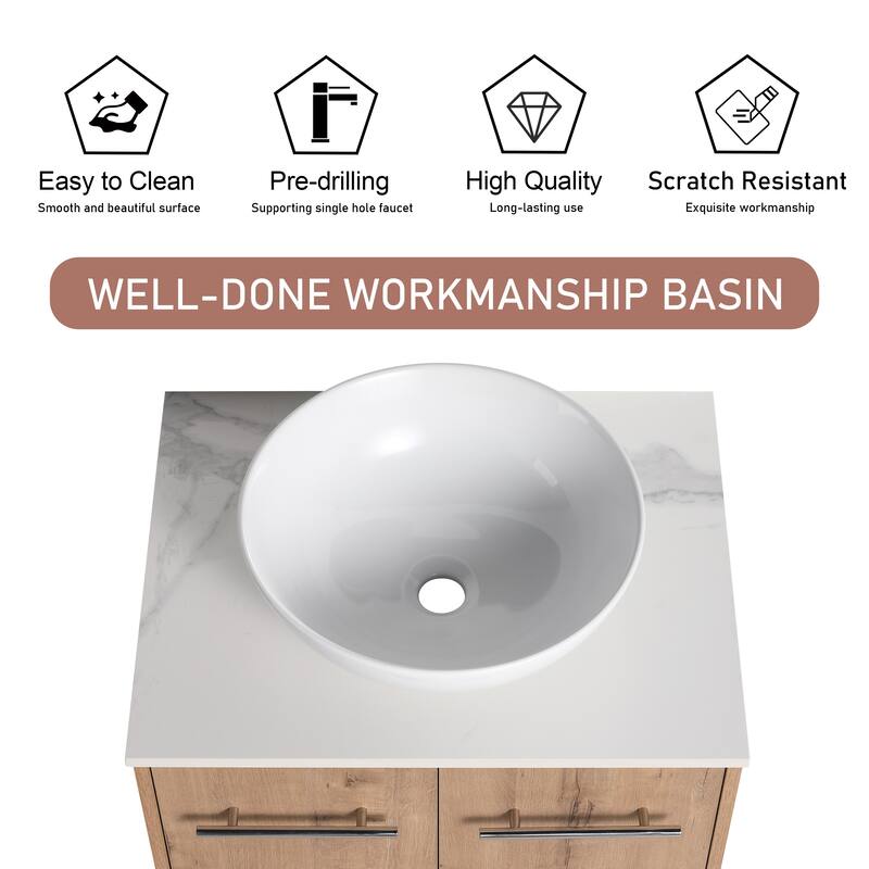 BNK 24"/30" Single Sink Bathroom Vanity with Soft Close Door, Modern Floating Vanity