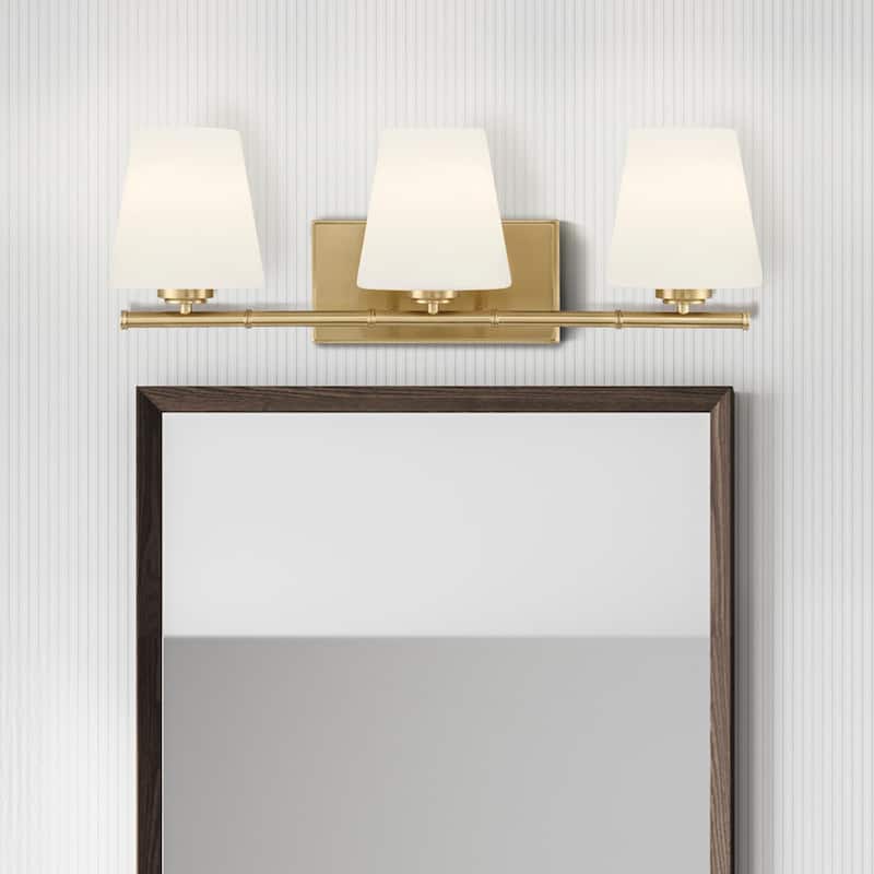 Hunter Fauna Grove 3-Light Bathroom Vanity Light - Modern, Transitional - 3-Light Gold - Alturas Gold