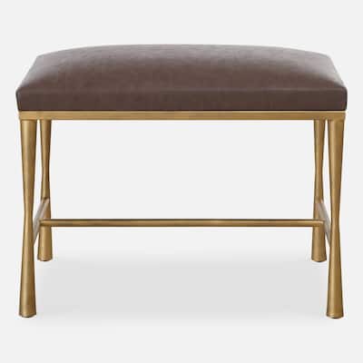 Transitional Rectangular Bench - 23.75" - Antique Gold and Brown