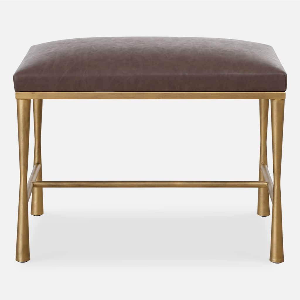 Transitional Rectangular Bench - 23.75" - Antique Gold and Brown