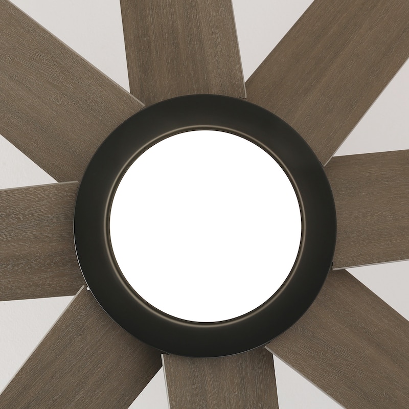 60" Transitional Black Large Windmill Ceiling Fan with Light and Remote - 60-inch W x 12.8-inch H