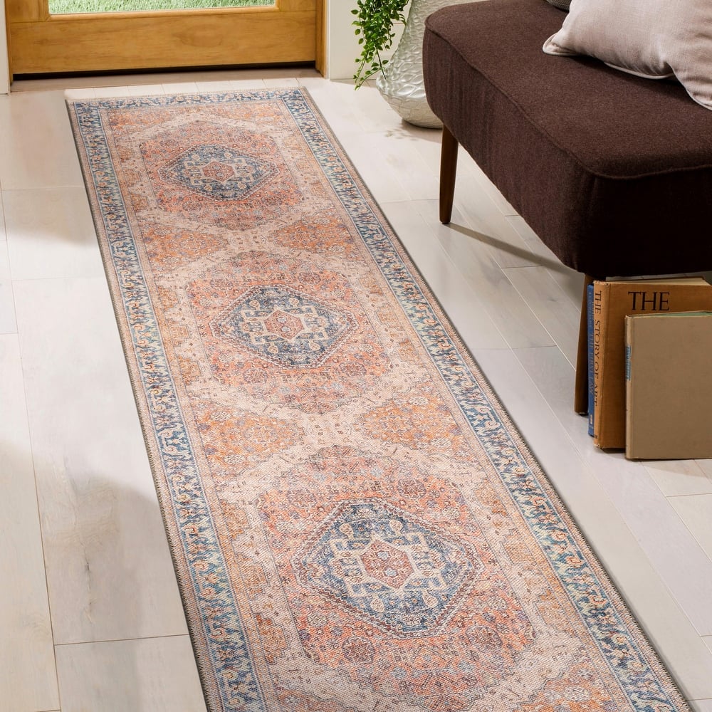 World Rug Gallery Medallion Flat Pile Washable Area Rug