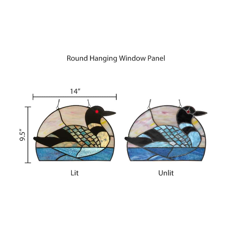 Loon River of Goods Multicolored Stained Glass Window Panel - 14" x 0.25" x 9.5"