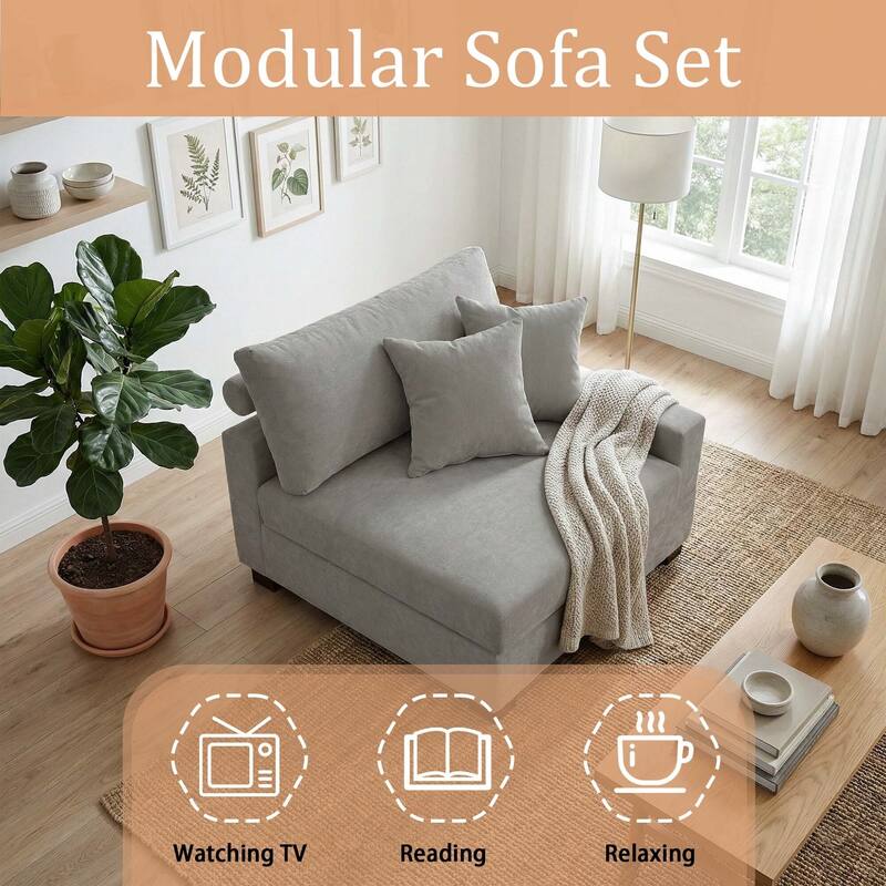 Chenille Upholstered Armless Accent Chair With Plush Cushion