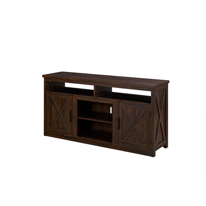 Farmhouse Barn door TV Media Stand Modern Entertainment Console for TV Up to 65" with Open and Closed Storage Space
