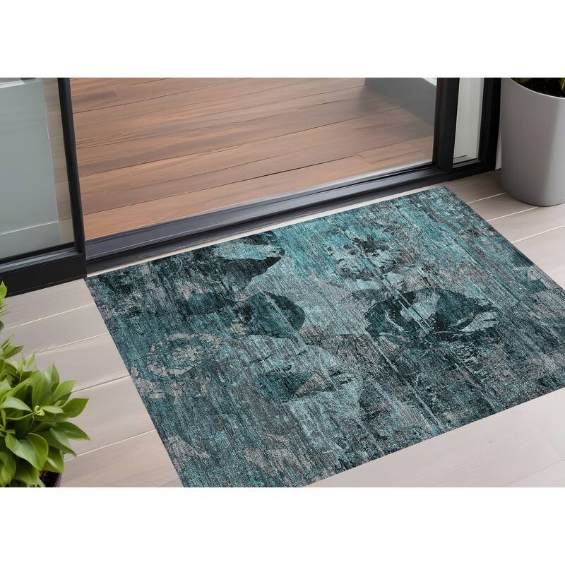 Alnave Artistic Abstract Weather Resistant Blended Style Runner Outdoor Rug - 3' x 5' - Multi