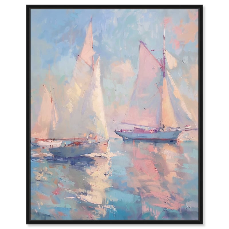 Art Remedy Set Sail Framed Sailing 1 Piece Canvas Wall Art - 31 x 37 - Black