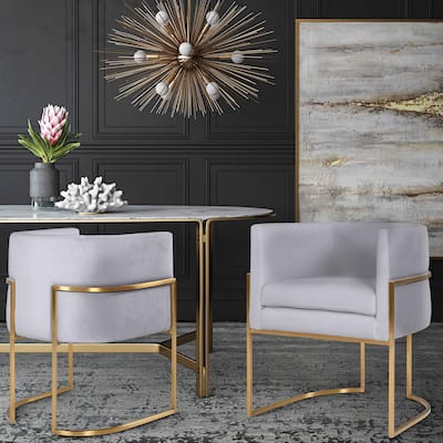 Giselle Grey Velvet and Gold Frame Dining Chair by Inspire Me Home Decor