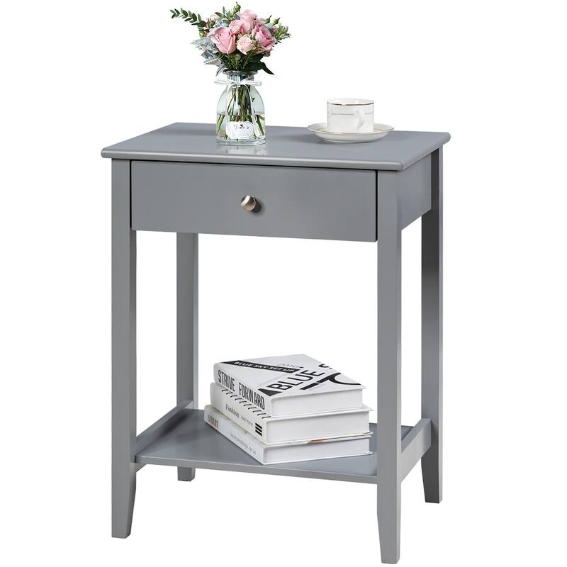 Costway Nightstand End Table Storage Display Bedroom Furniture Drawer