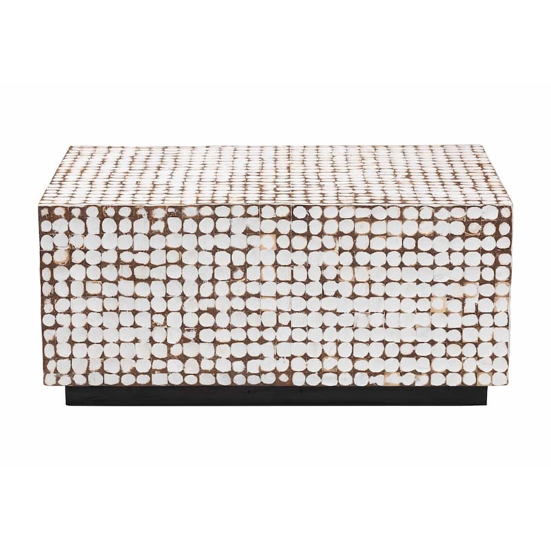 Nitza Bohemian Coconut Shell and Acacia Wood Coffee Table