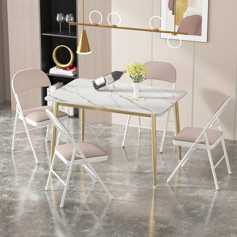 Javlergo 4 Pack Folding Chairs with Padded Cushion, Indoor Outdoor Portable Metal Chairs for Home Office