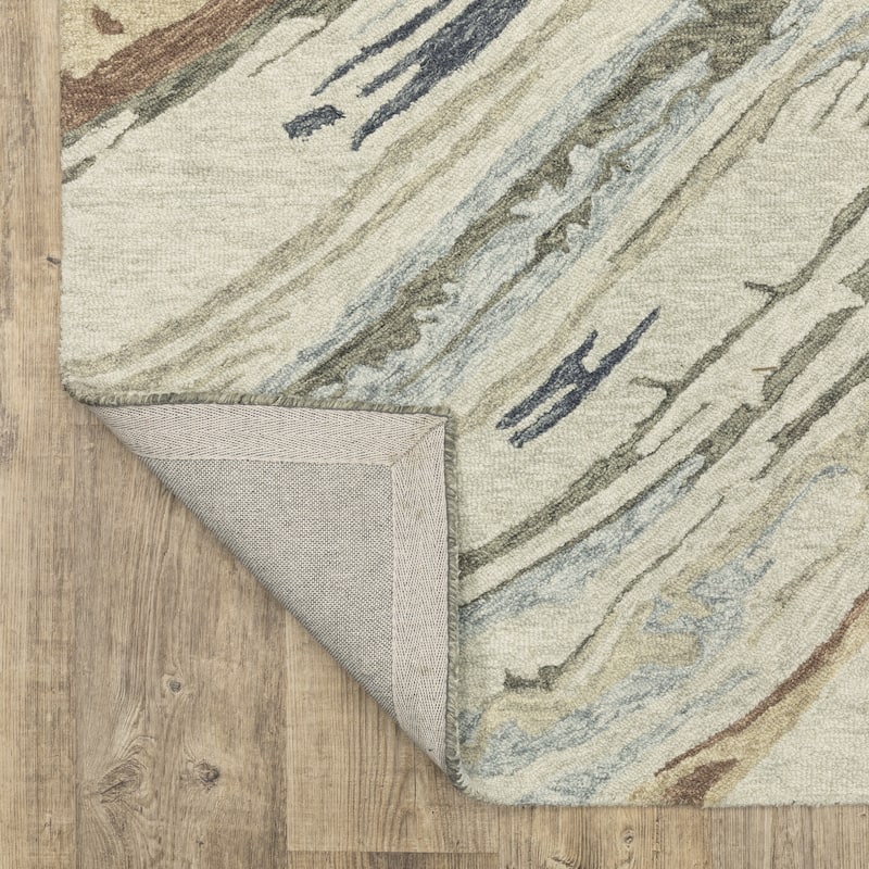 Style Haven Kitt Handmade Wool Abstract Layers Grey/ Blue Area Rug