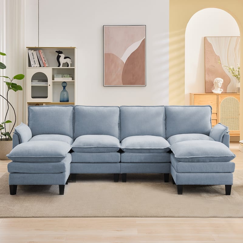 Luxury 4-Seater Sofa & Footstool – Ultra-Plush, Multi-Room Comfort