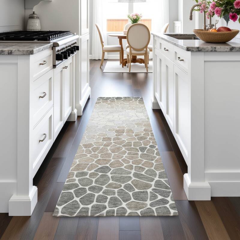 Machine Washable Indoor/Outdoor Contemporary Ombre Chantille Rug