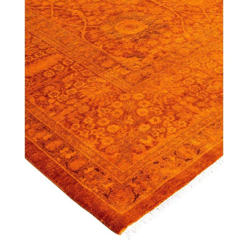 Overdyed, One-of-a-Kind Hand-Knotted Area Rug - Orange - 6' 2" x 9' 0"