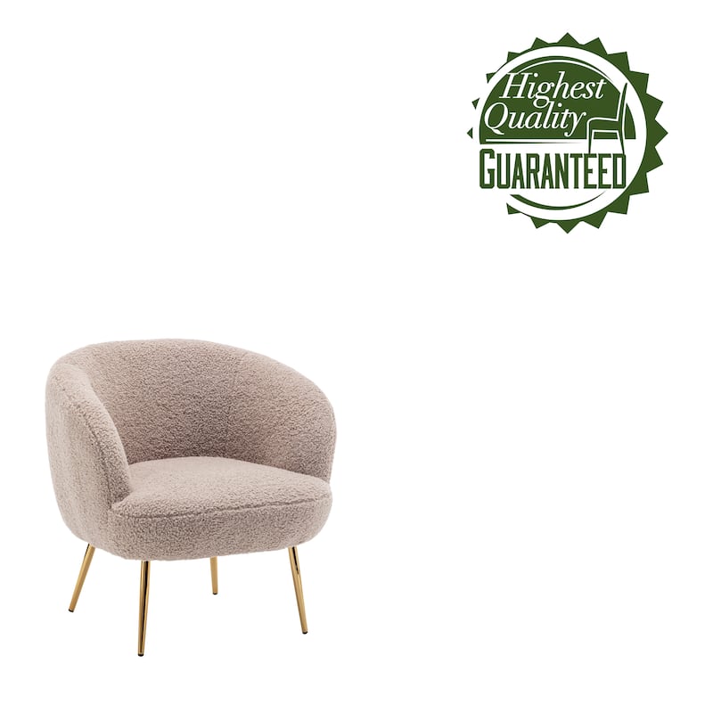 Porthos Home Yui Teddy Fabric Barrel Accent Chair with Golden Chrome Legs