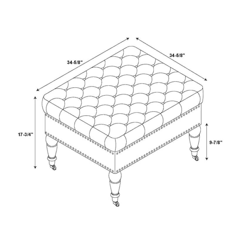 Upholstered Tufted Top Square Ottoman - 34.5" - Gray