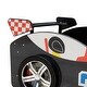 preview thumbnail 19 of 17, Twin Kids Racing Car Floor Bed with LED Night Light, Safety Guardrail, and Sturdy Wood Slat Support