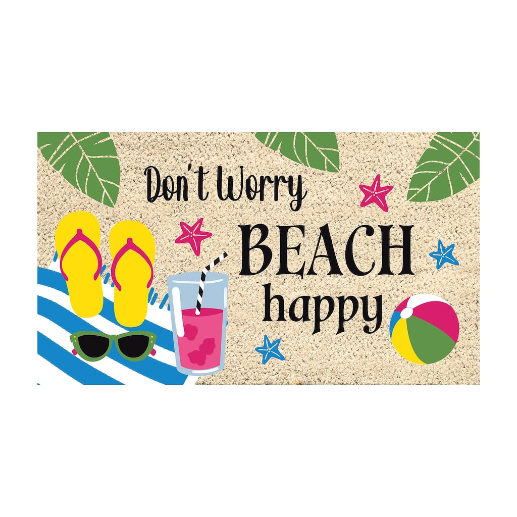 28 in. x 16 in. Don't Worry Beach Happy Coir Mat
