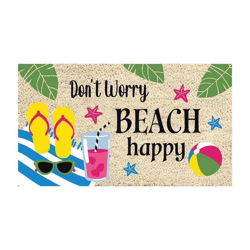 28 in. x 16 in. Don't Worry Beach Happy Coir Mat