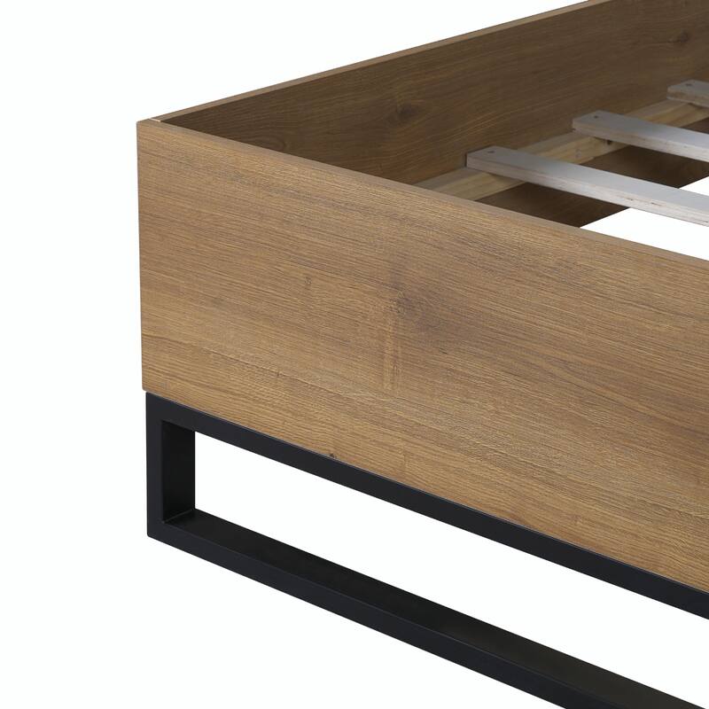 Engineered Wood Bed Frame, Natural & Black Color