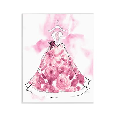Stupell Modern Watercolor Flower Dress Wall Plaque Art Design By Carol Robinson