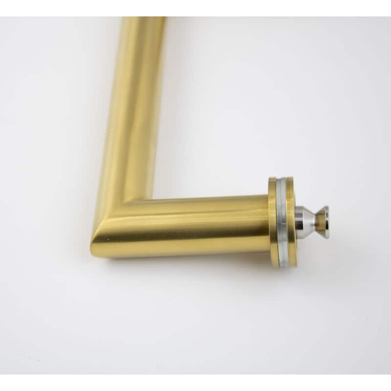 CEL Round Tubing Mitered Corner 6" Pull Handle with 18" Towel Bar Comb Set for Shower Door