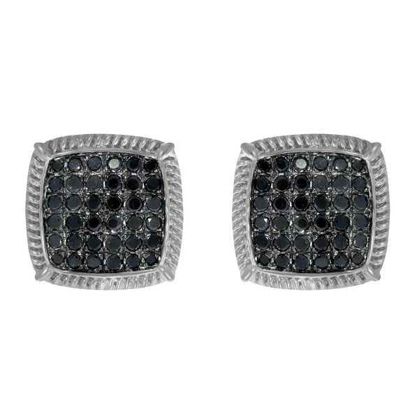 Prism Jewel 1.00Ct Black Diamond Cluster Earring With Screw Back - N/A