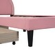 preview thumbnail 10 of 8, Twin Pink Upholstered Leather Platform Bed with Rabbit Ornament Headboard & 2 Drawers Wooden Platform Bed for Girls, Pink