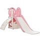 preview thumbnail 27 of 39, 4-in-1 Kids Slide with Climber, Basketball Hoop and Storage Space, Freestanding Outdoor Indoor Slide Playset