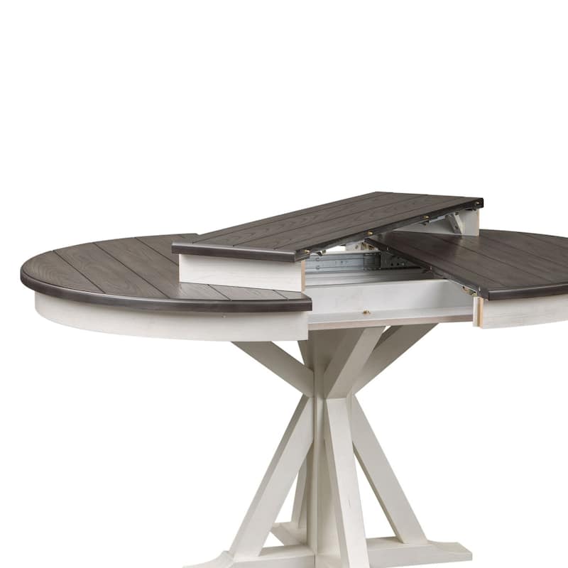 Allyson Park Wirebrushed White & Charcoal Pedestal Table