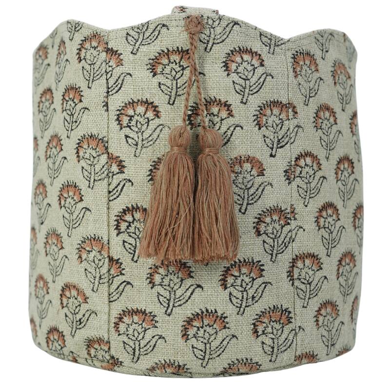 Fabdivine Handmade Floral Room Décor Nursery Storage Basket - Juju Flower- Rust, Black - 6"X5"
