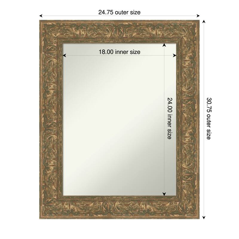 Luxe Non-Beveled Framed Bathroom Vanity Wall Mirror - 25 x 31 in - Luxe Bronze Gold