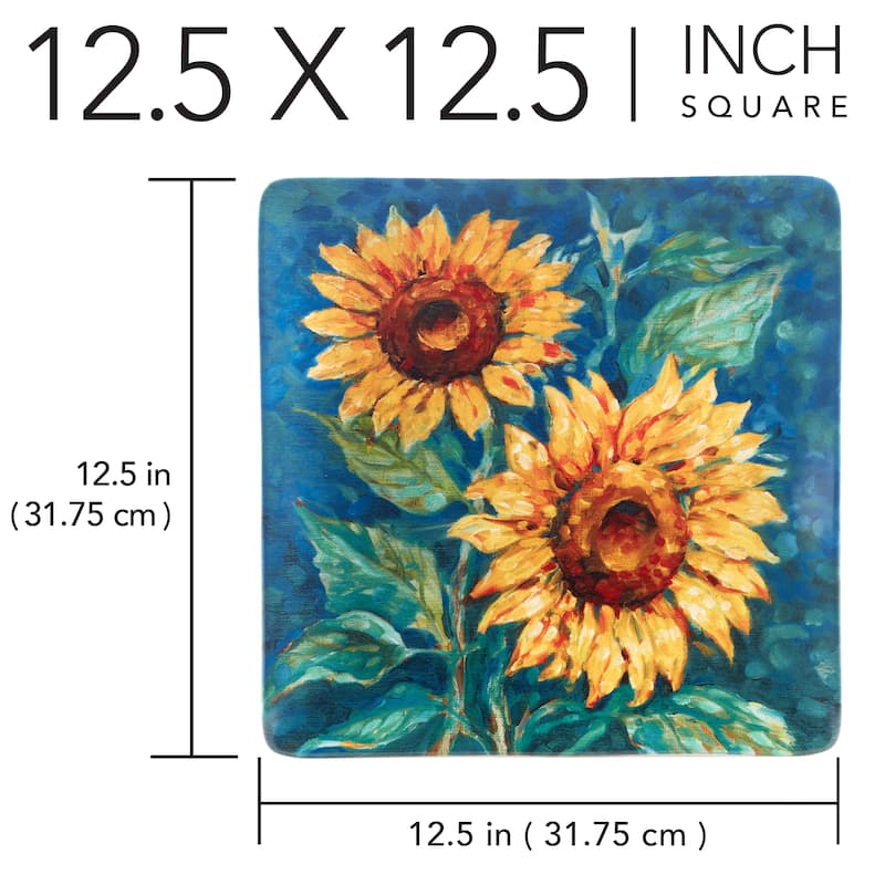 Certified International Golden Sunflowers Square Platter - 12.5" x 12.5" x 1.25"